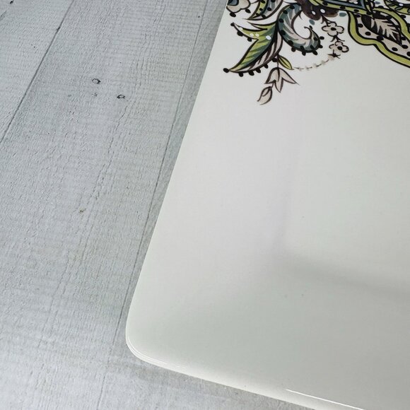 Tabletops ANGELA  Floral Paisleys On Cream Rim Handcrafted Dinner Plates Set 3